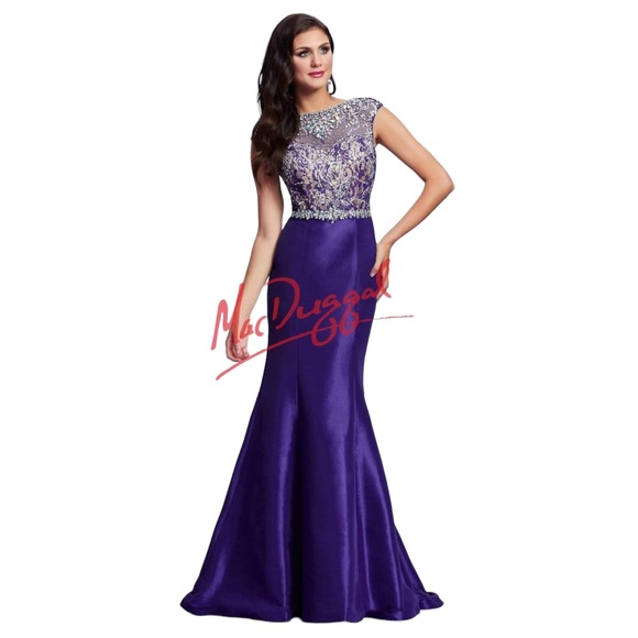 MAC DUGGAL PROM BEADED RHINESTONE TAFFETA EVENING GOWN PROM 82066M - Picture 1 of 16